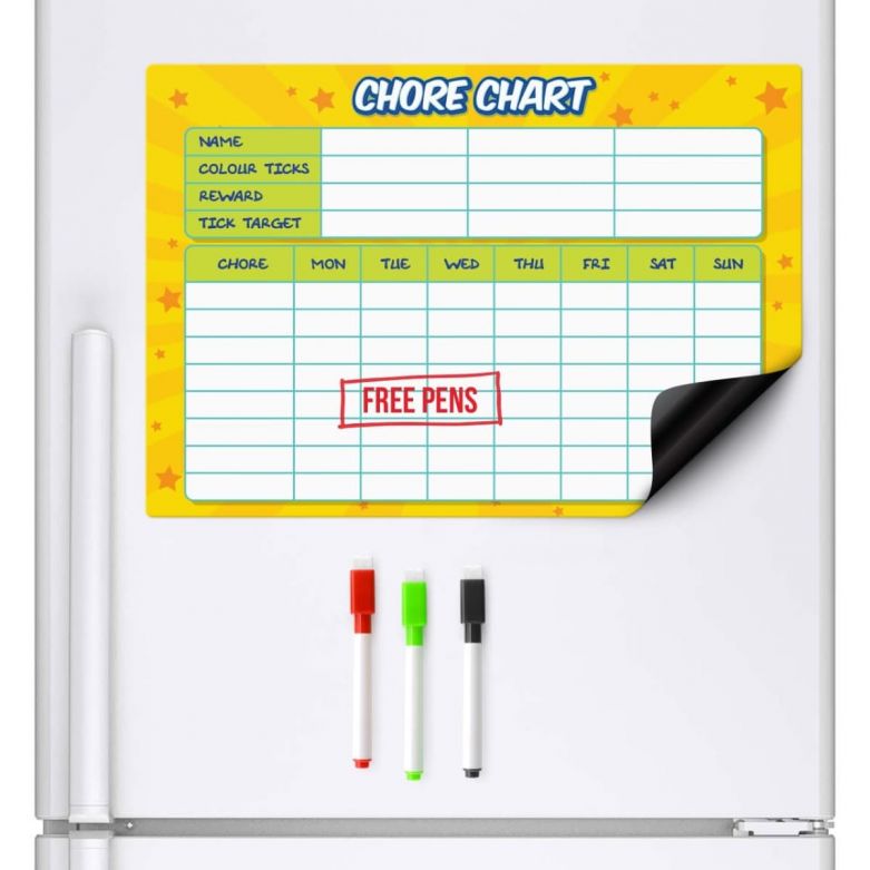 Weekly Chore Chart & Dry Wipe Pens (A3 Magnetic Fridge Board)