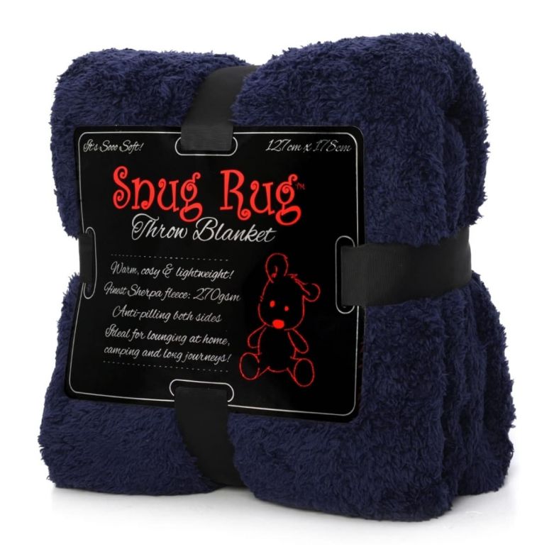 Snug-Rug Sherpa Throw Blanket (Navy)