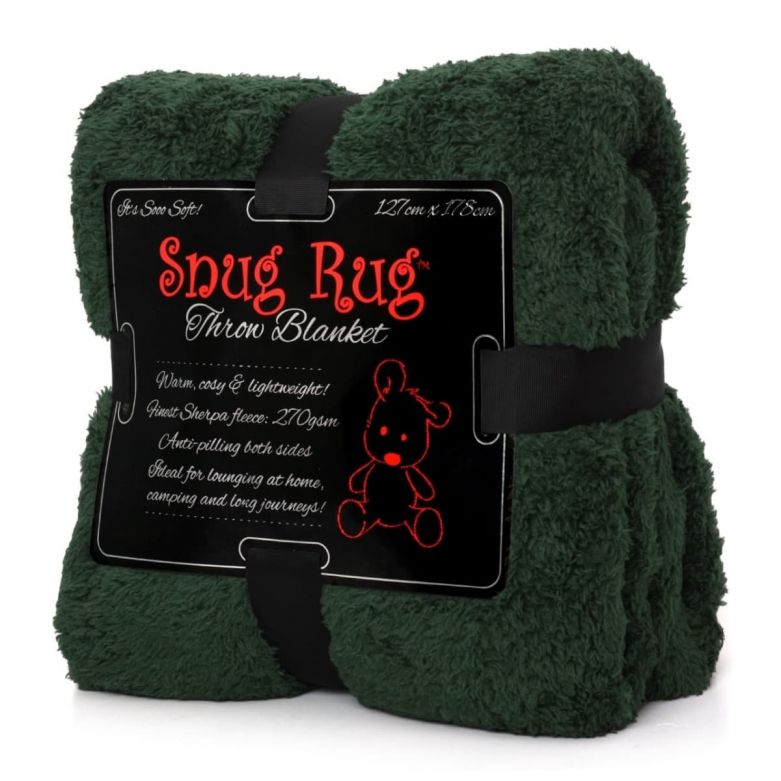 Snug-Rug Sherpa Throw Blanket (Racing Green)