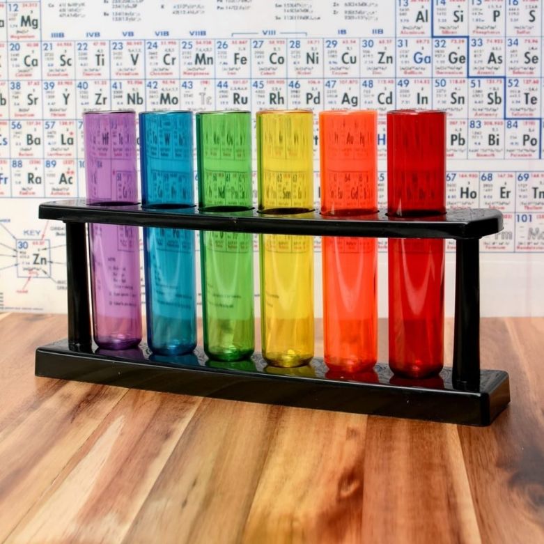 Rack of 6 Bar Amigos Colour Test Tube Shot Plastic Glasses/Vessels 