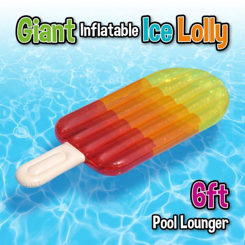Giant Inflatable Ice Lolly Lounger  (Transparent) Red, Yellow, Orange