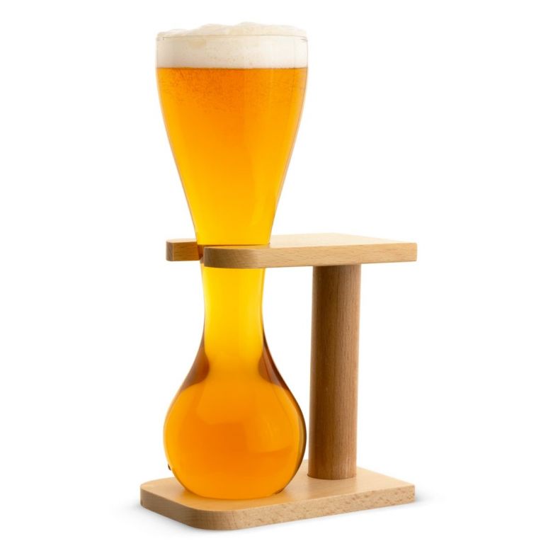 Quarter Yard of Ale Tall Glass With Smart Birch Wood Stand
