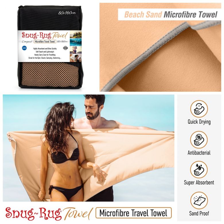 Snug-Rug Microfibre Towel (Large) (Beach Sand Beige)
