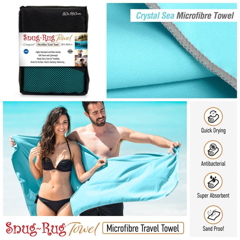 Snug-Rug Microfibre Towel (Large) (Crystal Sea Blue)