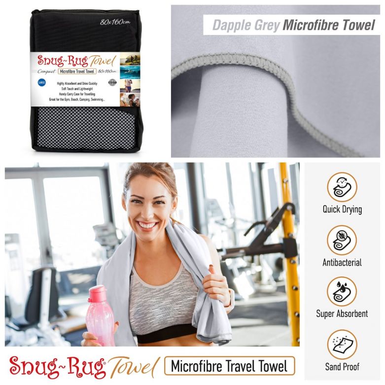 Snug-Rug Microfibre Towel (Large) (Dapple Grey)