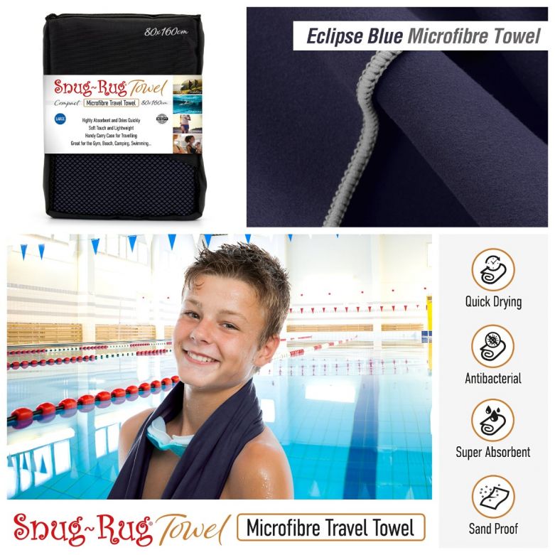 Snug-Rug Microfibre Towel (Large) (Eclipse Blue)