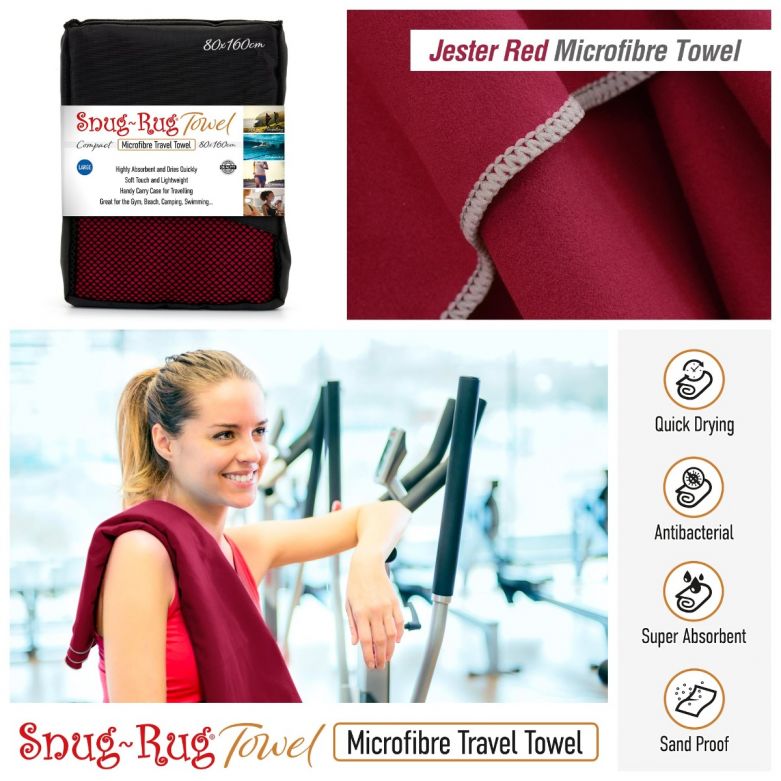 Snug-Rug Microfibre Towel (Large) (Jester Red)