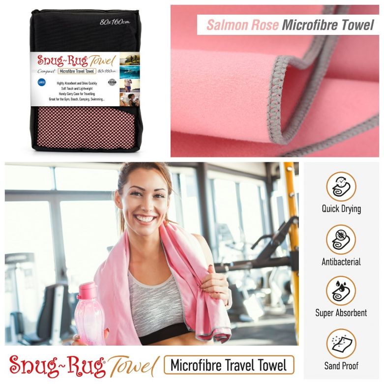 Snug-Rug Microfibre Towel (Large) (Salmon Rose Pink)


