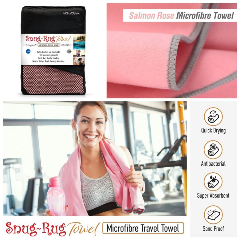 Snug-Rug Microfibre Towel (X-Large) (Salmon Rose Pink)