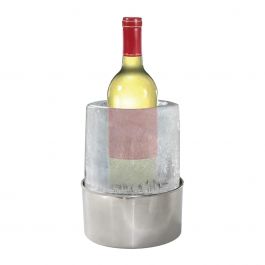 Real Frozen Ice Bucket with A Bottle of White Wine