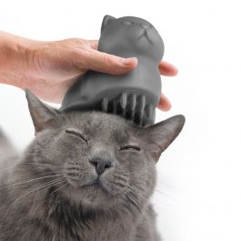 Grey Cat Shaped Meow Pet Grooming/Shedding Brush