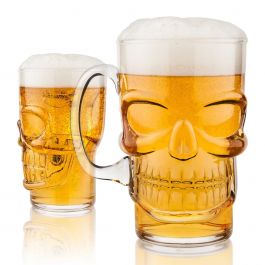 Final Touch Skull Pint Glass Filled with Beer