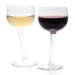 Set of 2 Bar Bespoke Tipsy Wine Glasses Filled with Red & White Wine