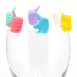 Set of 6 Colour Bar Amigos Unicorn Markers on a Glass
