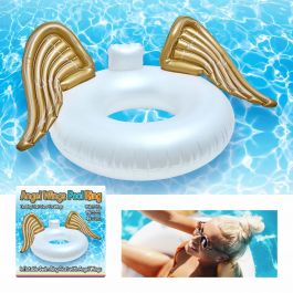Inflatable Swim Ring Pool Float with Gold Angel Wings