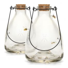 Wasp Trap Catcher Glass Bottle with Metal Hanger - Set of 2