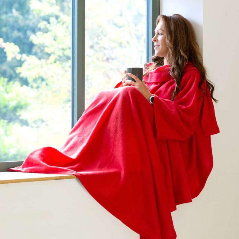Snug-Rug Cosy Blanket with Sleeves (Red)