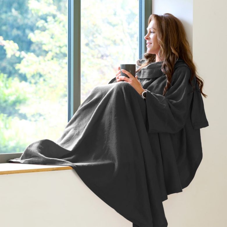Snug-Rug Cosy Blanket with Sleeves (Grey)