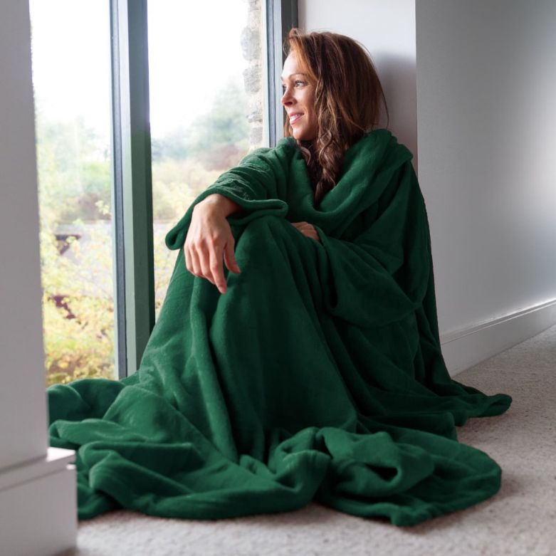 Snug-Rug Deluxe Blanket with Sleeves (Racing Green)