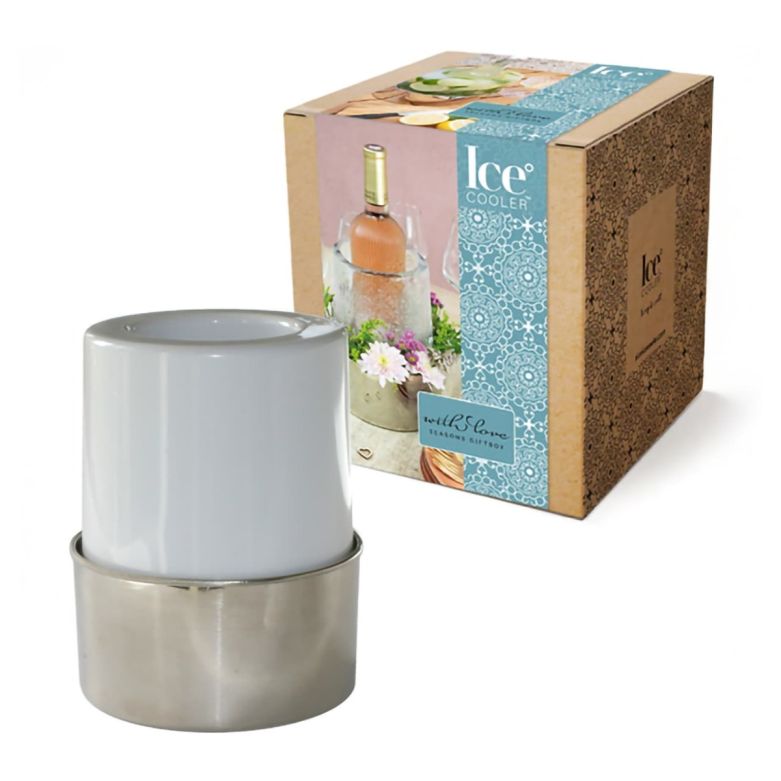 Real Frozen Ice Bucket with A Bottle of White Wine