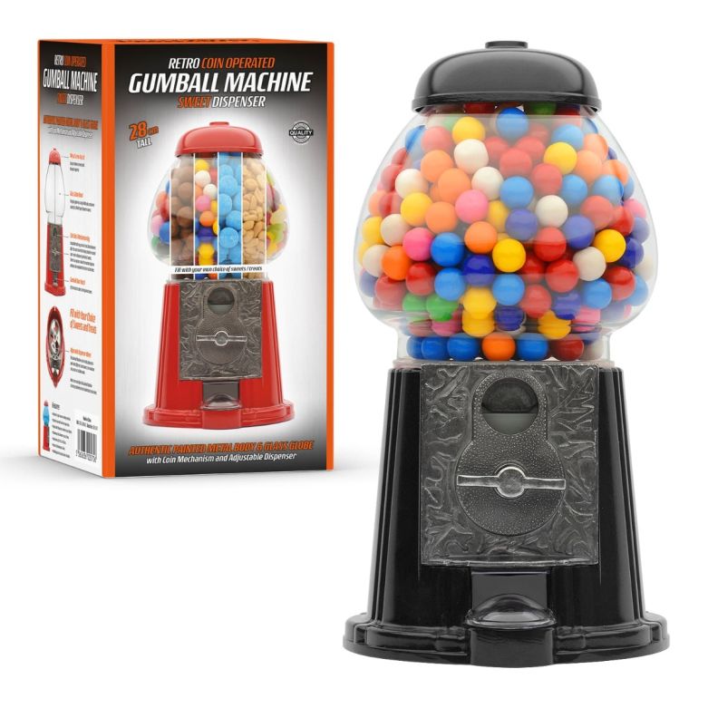 retro black coin operated gumball machine sweet dispenser