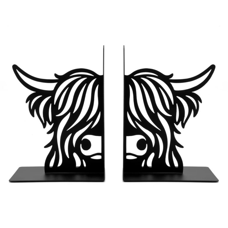 Set of 2 Metal Bookends - Highland Cow