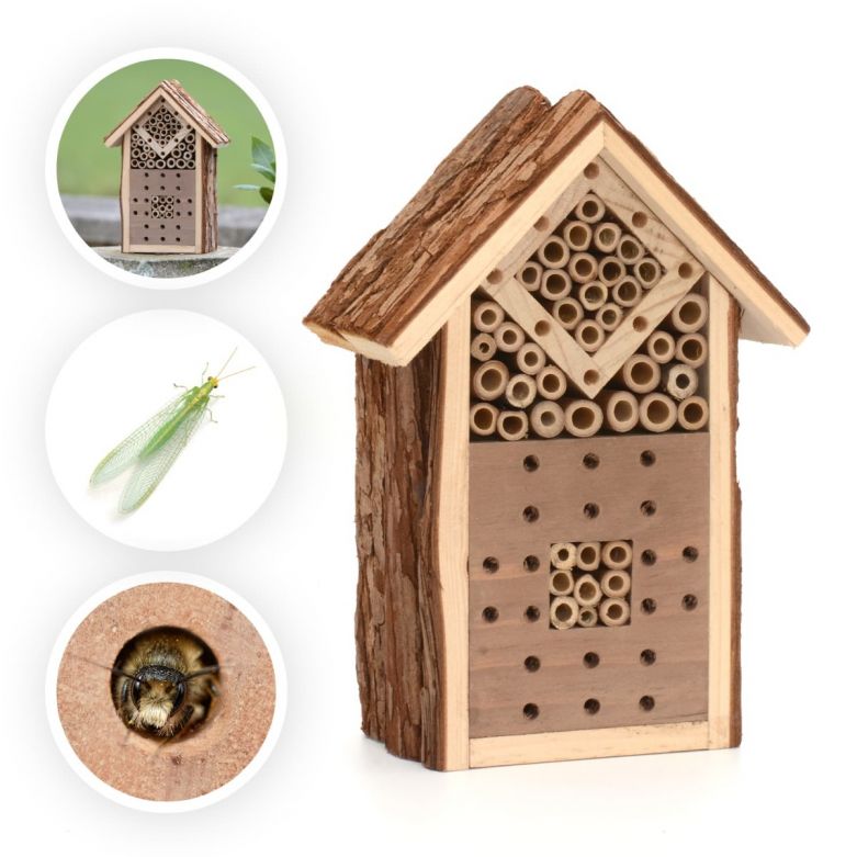 Small Natural Wood Bark Insect Bug Bee Hotel