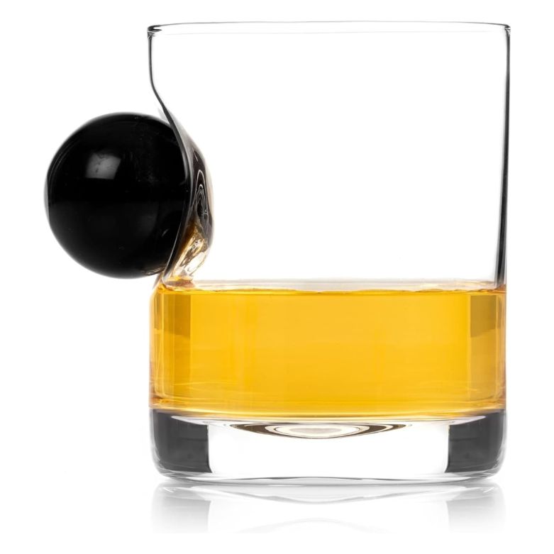 Pool Ball Tumbler Glass with Embedded No. 8 Pool Ball (350 ml)