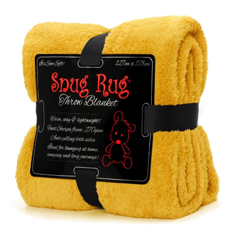 Snug-Rug Sherpa Throw Blanket (Mustard)