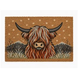 Winter Highland Cow Novelty Doormat (60 x 40cm)