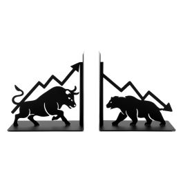 Set of 2 Metal Bookends - Bull & Bear