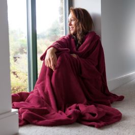Snug-Rug Deluxe Blanket with Sleeves (Mulberry Red)