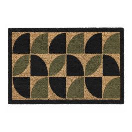 Geometric Black & Green Coir Doormat (60 x 40cm)
