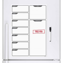 B/W Daily / Weekly Planner & Dry Wipe Pen (A3 Magnetic Fridge Board)