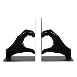 Set of 2 Metal Bookends - Heart Hands