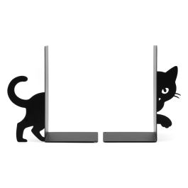 Set of 2 Metal Bookends - Hiding Cat