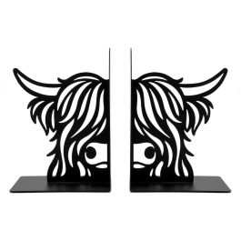 Set of 2 Metal Bookends - Highland Cow