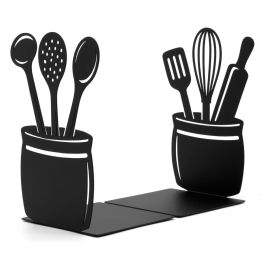 Set of 2 Metal Bookends - Kitchen Utensils