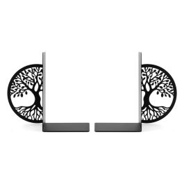 Set of 2 Metal Bookends - Tree of Life V2, Black