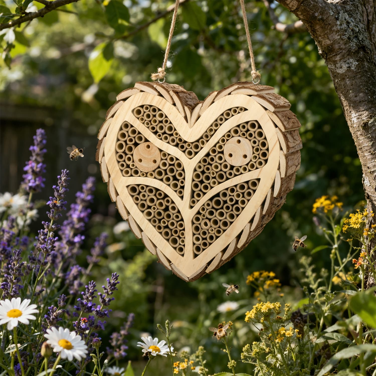 Heart-shaped insect and bee house