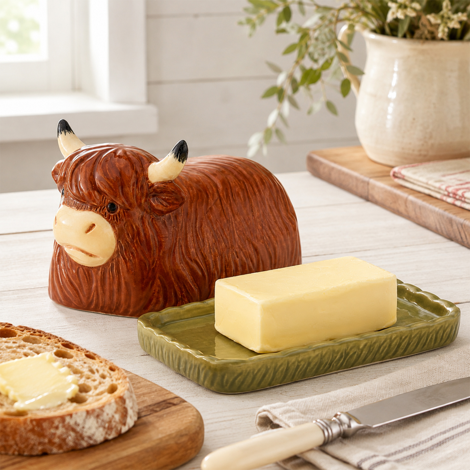 Highland Cow butter dish